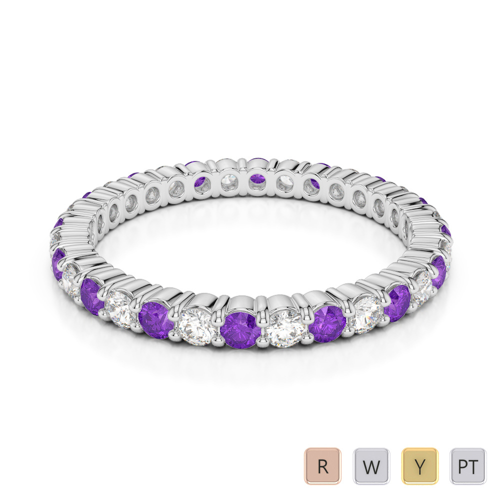 2MM Prong Set Diamond Full Eternity Ring With Amethyst 0388