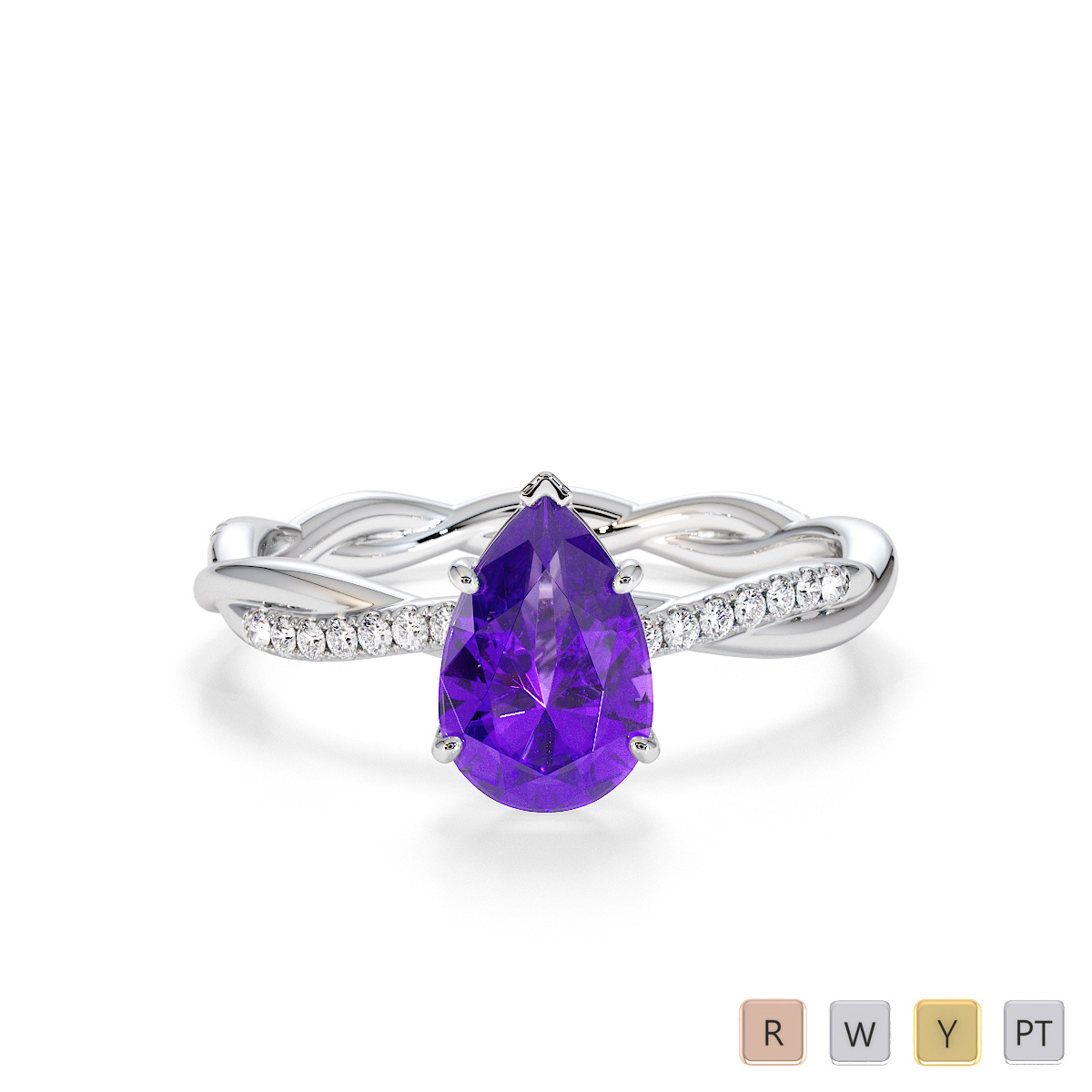 Amethyst and Diamond Engagement Ring 0766