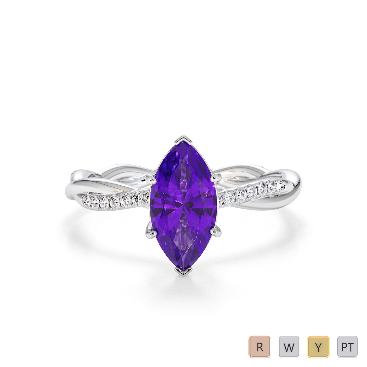 Amethyst and Diamond Engagement Ring 0767