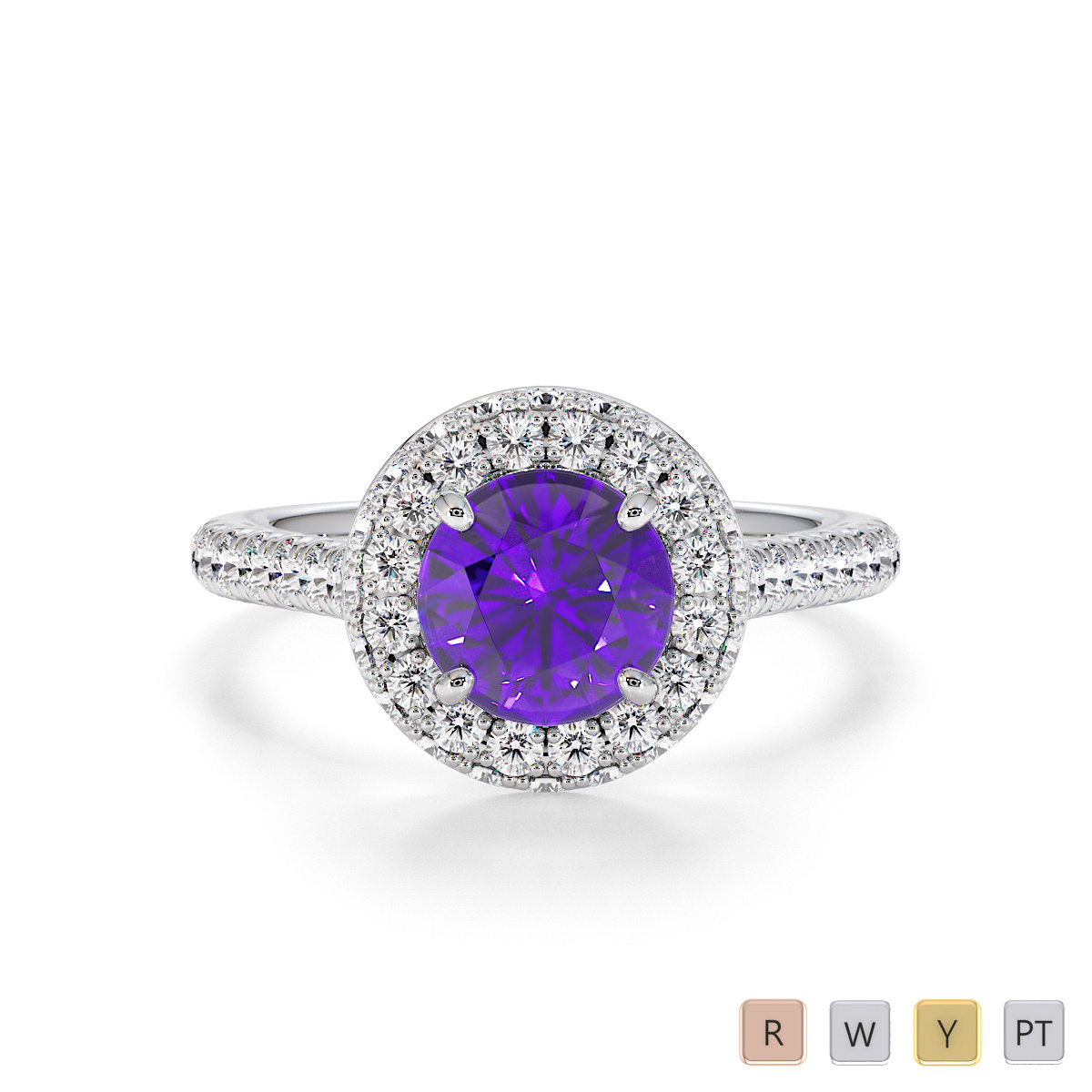 Amethyst and Diamond Engagement Ring 0776