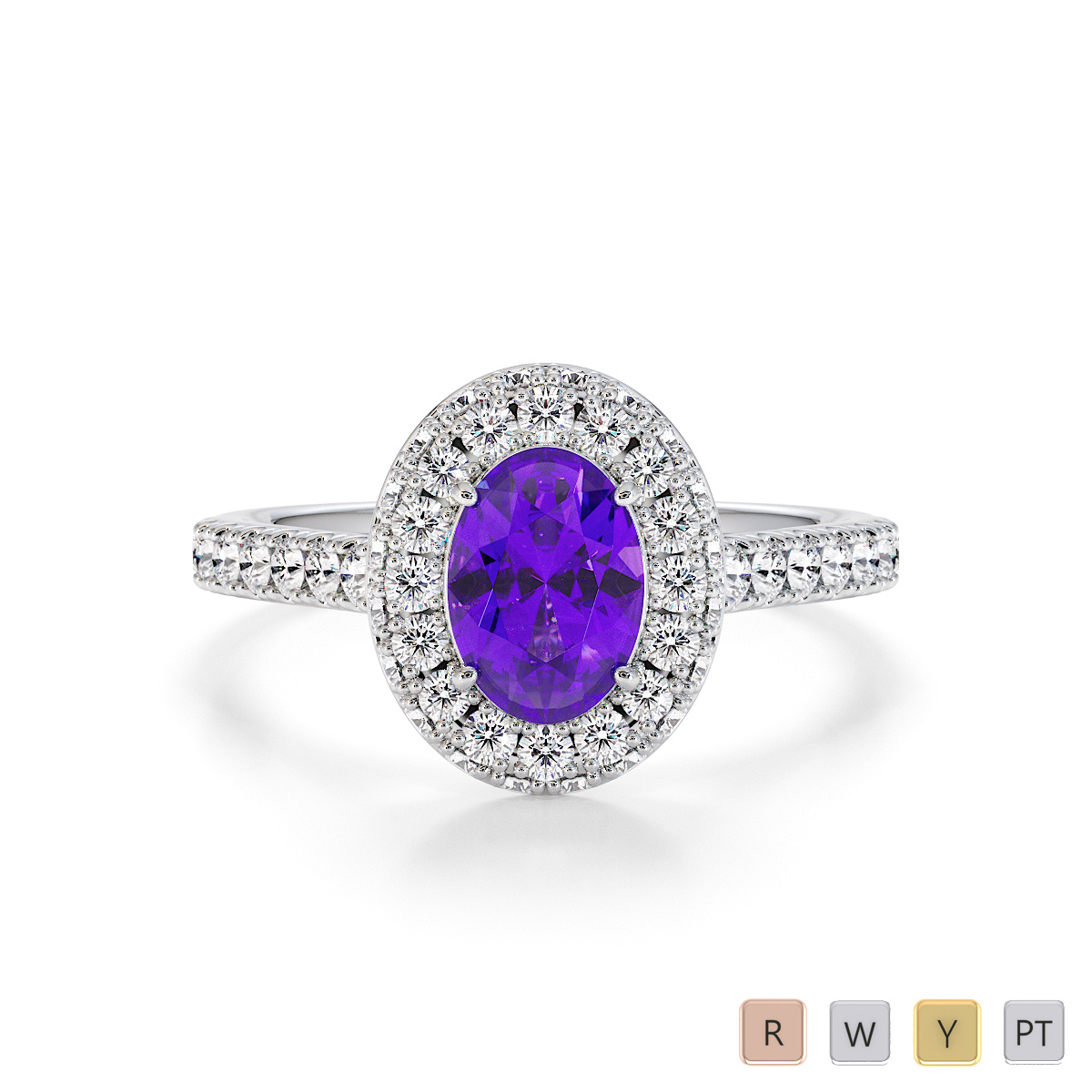 Amethyst and Diamond Engagement Ring 0777