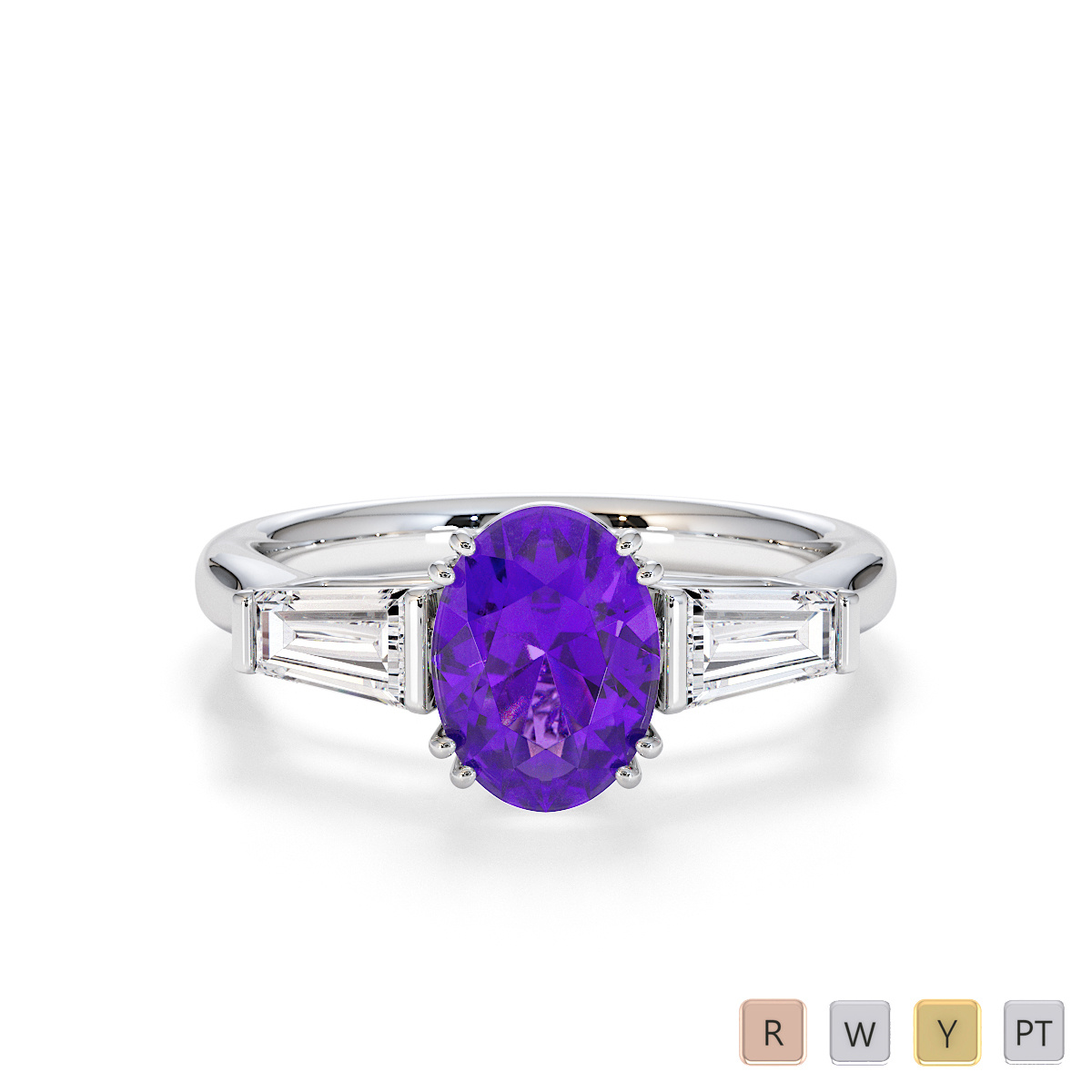 Amethyst and Diamond Engagement Ring 0783