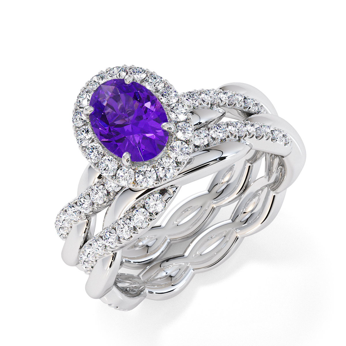 Amethyst and Diamond Engagement Ring 0789