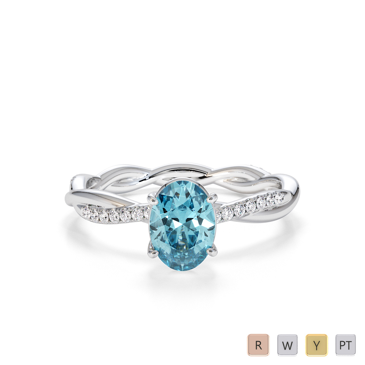 Aquamarine and Diamond Engagement Ring 0765