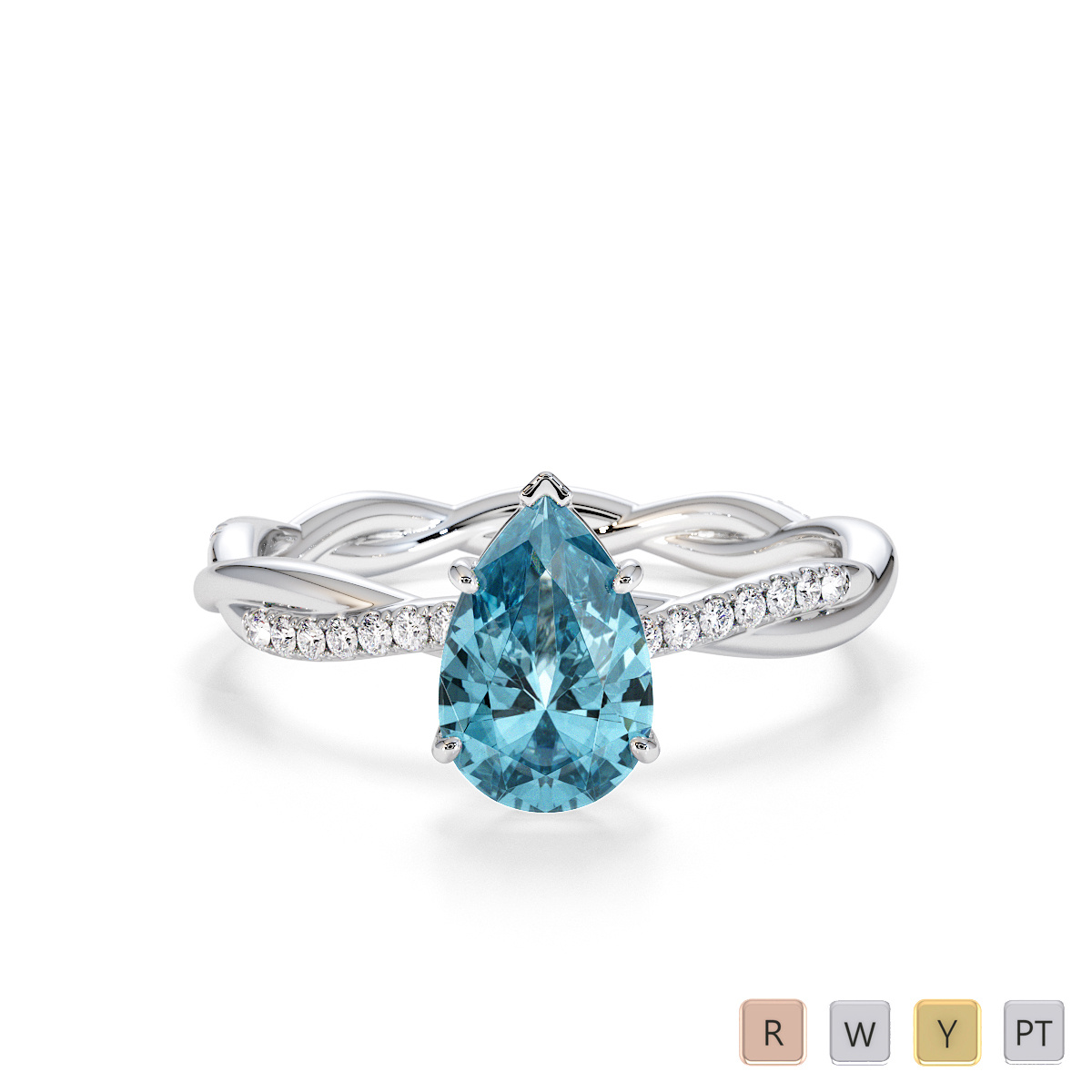 Aquamarine and Diamond Engagement Ring 0766