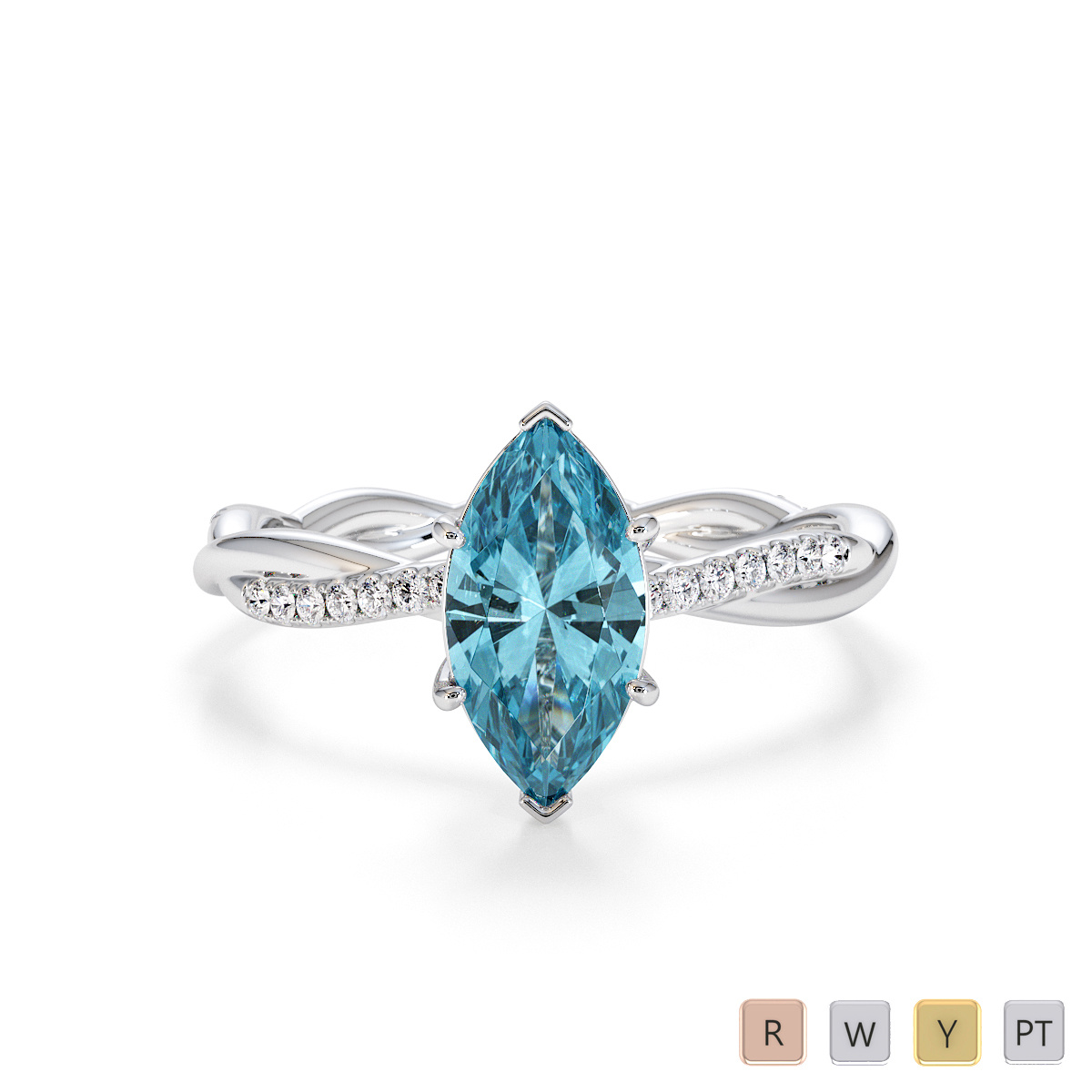 Aquamarine and Diamond Engagement Ring 0767