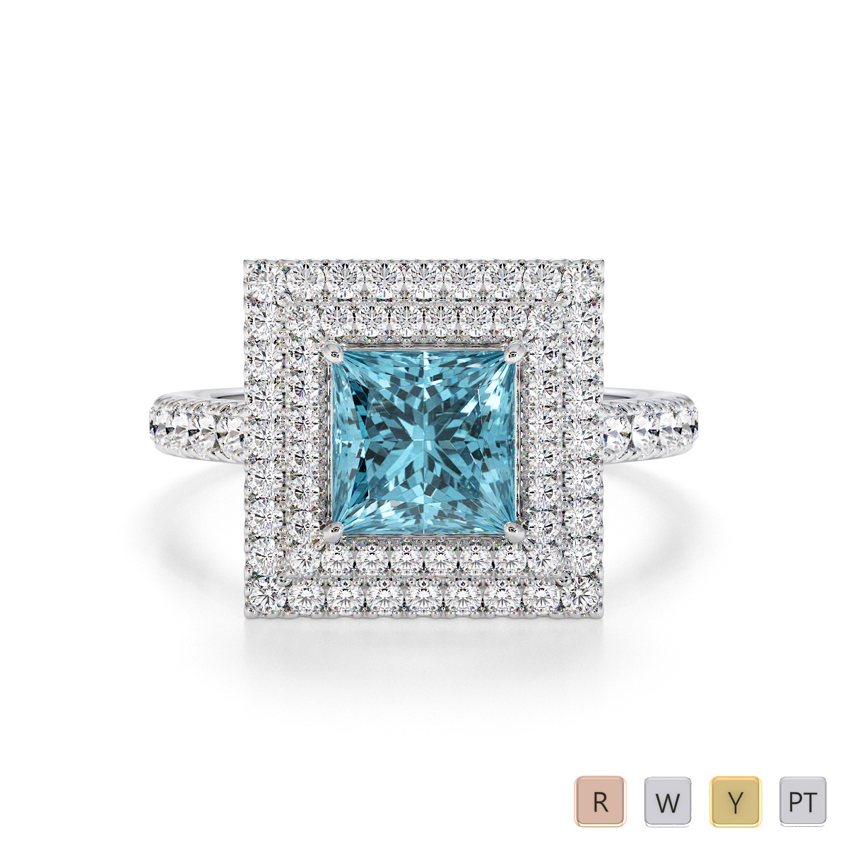 Aquamarine and Diamond Engagement Ring 0770