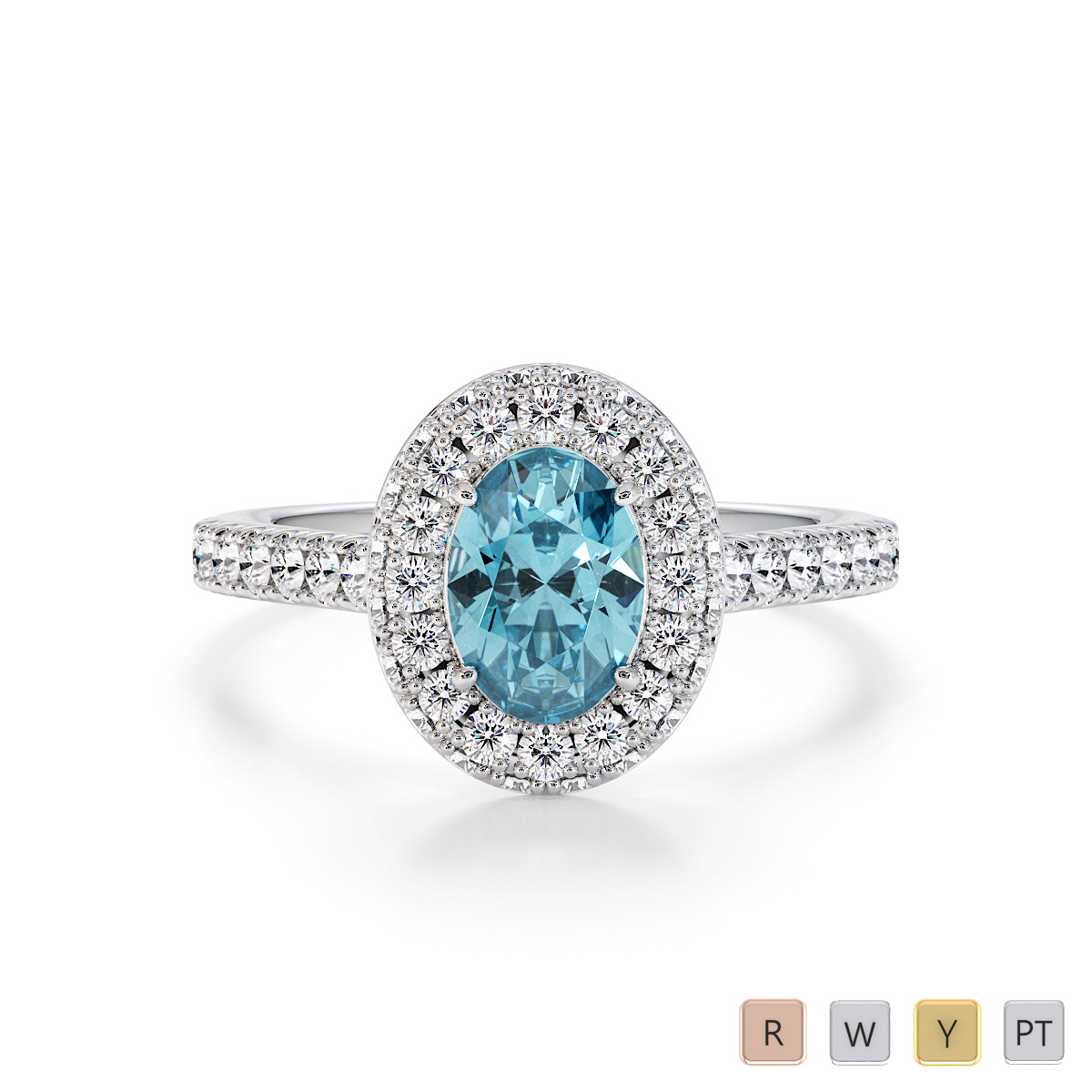 Aquamarine and Diamond Engagement Ring 0777