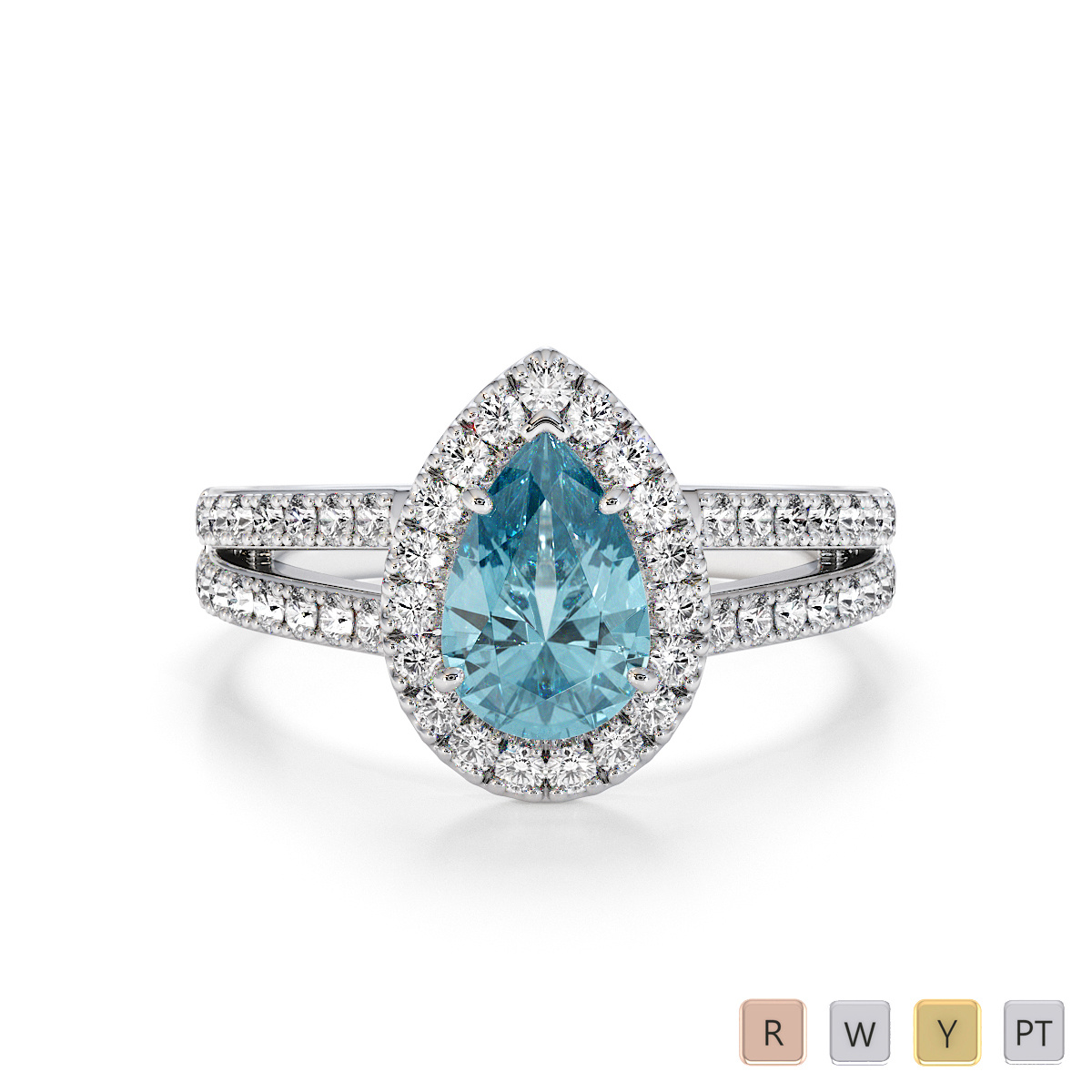 Aquamarine and Diamond Engagement Ring 0794