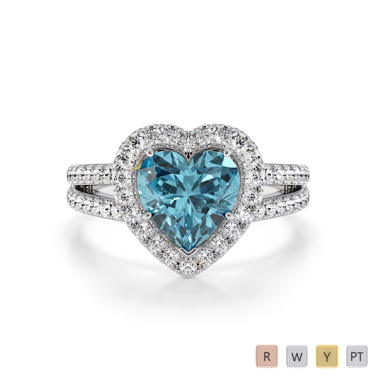 Aquamarine and Diamond Engagement Ring 0795