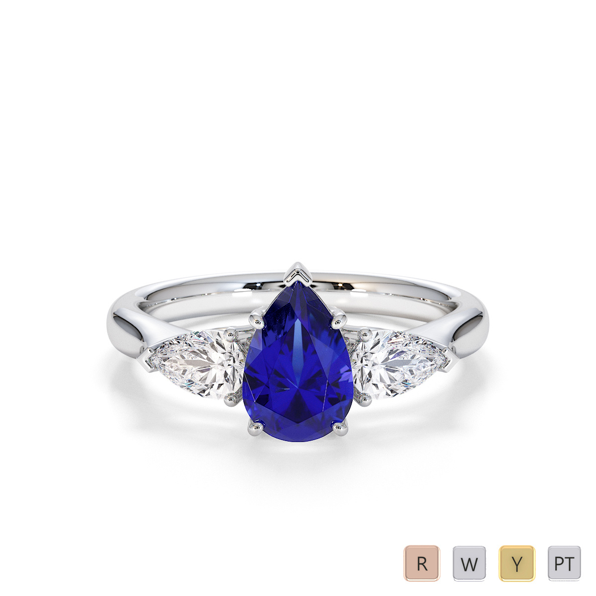 Blue Sapphire and Diamond Engagement Ring 0787