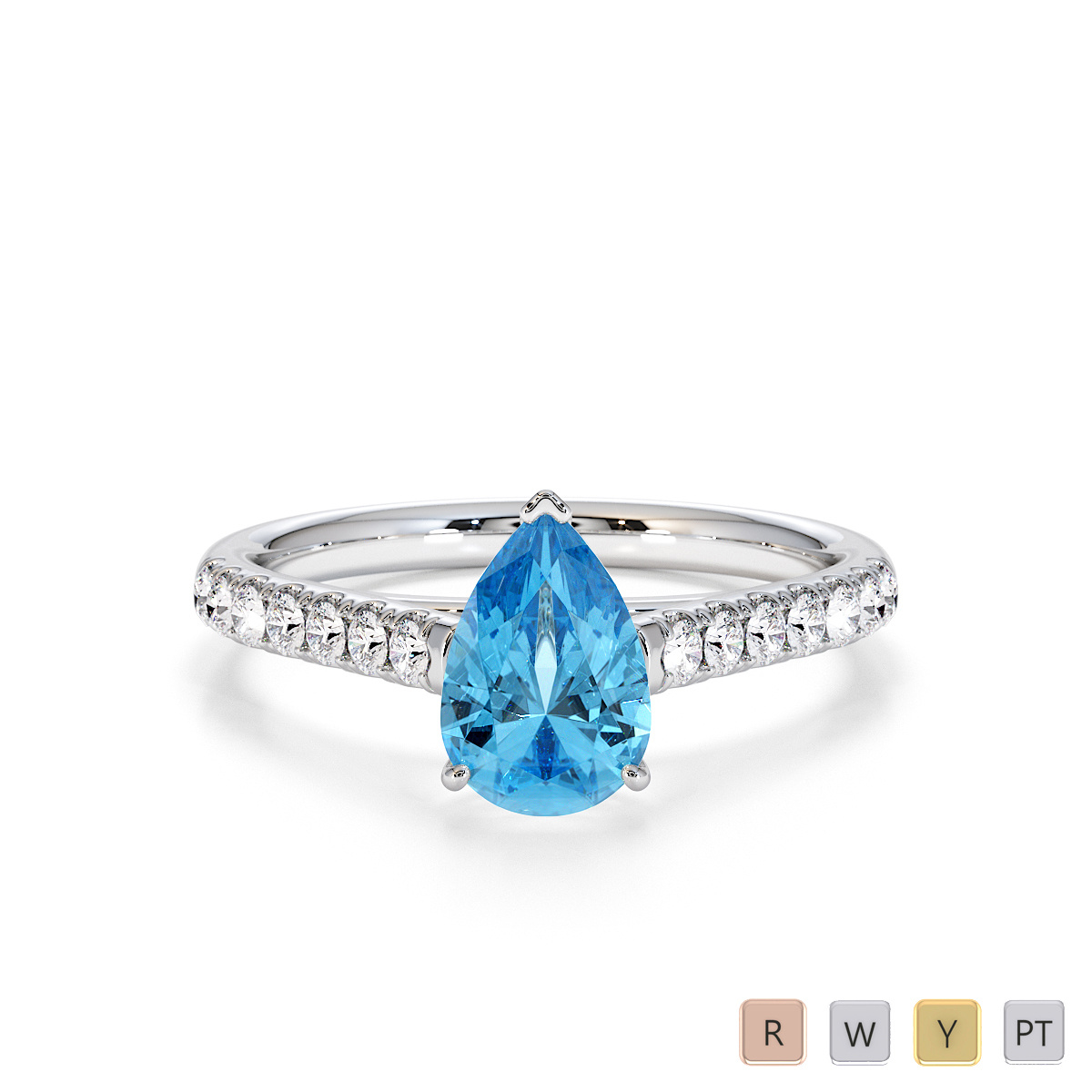 Blue Topaz and Diamond Engagement Ring 0763