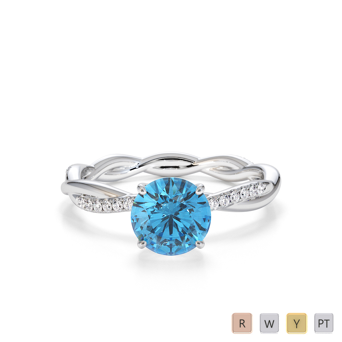 Blue Topaz and Diamond Engagement Ring 0764