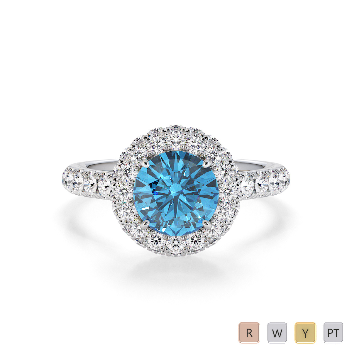 Blue Topaz and Diamond Engagement Ring 0773