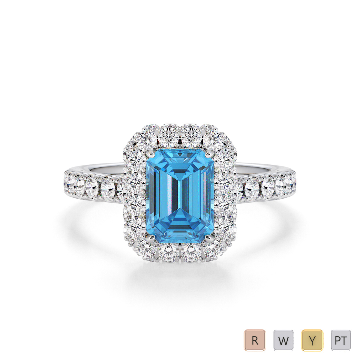 Blue Topaz and Diamond Engagement Ring 0774