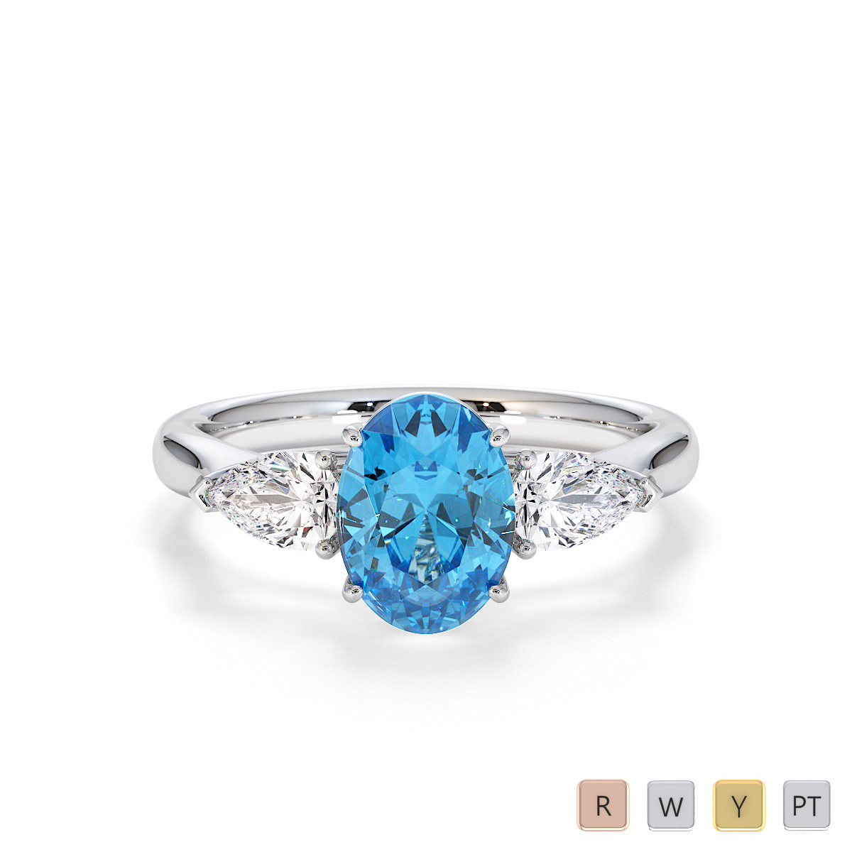 Blue Topaz and Diamond Engagement Ring 0782