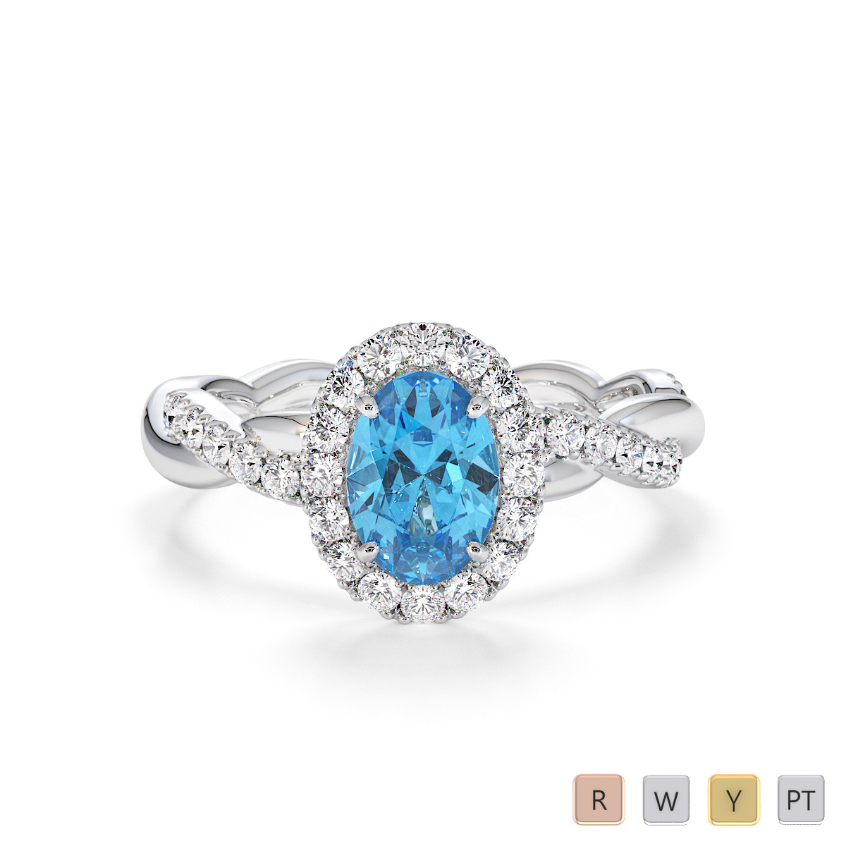 Blue Topaz and Diamond Engagement Ring 0789