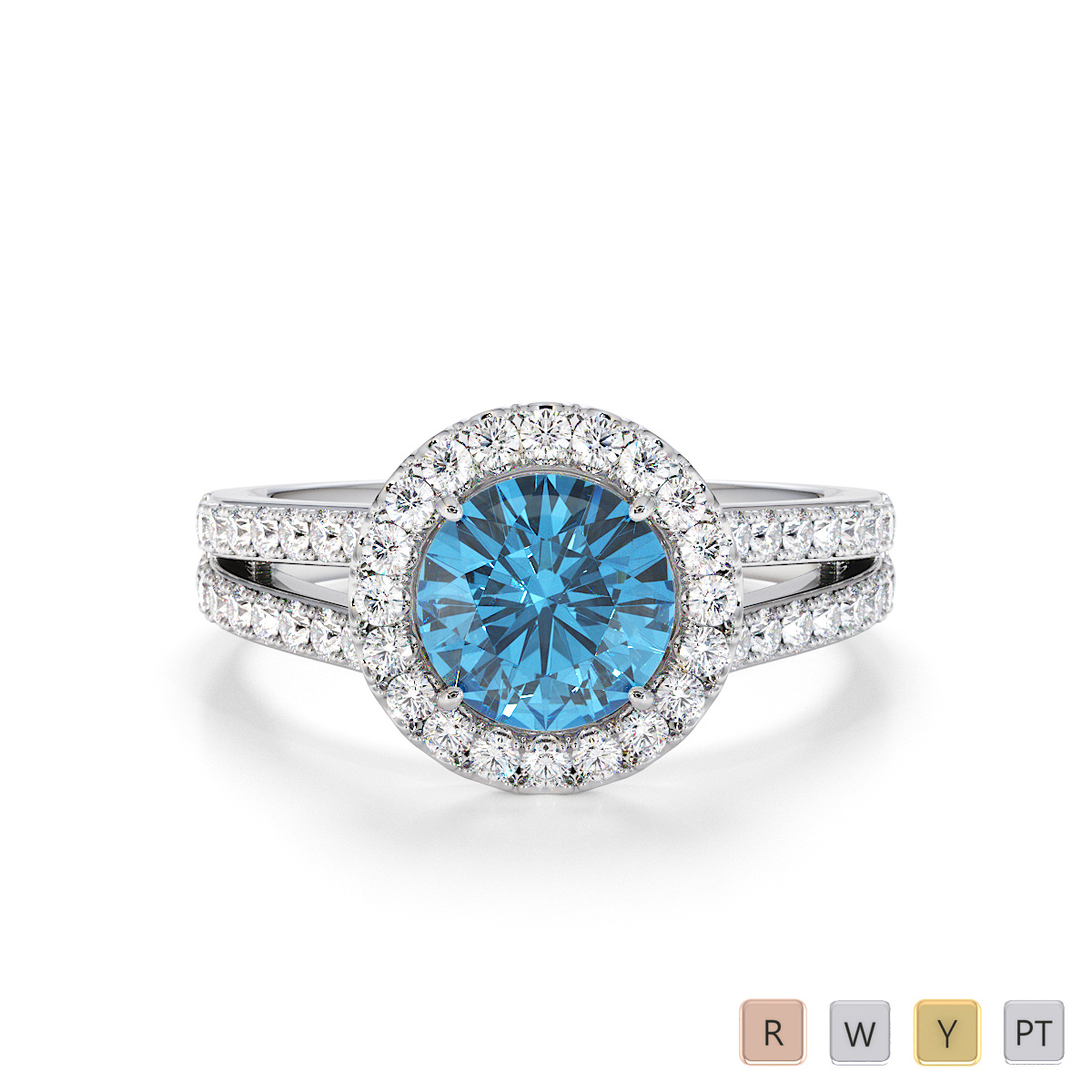 Blue Topaz and Diamond Engagement Ring 0790