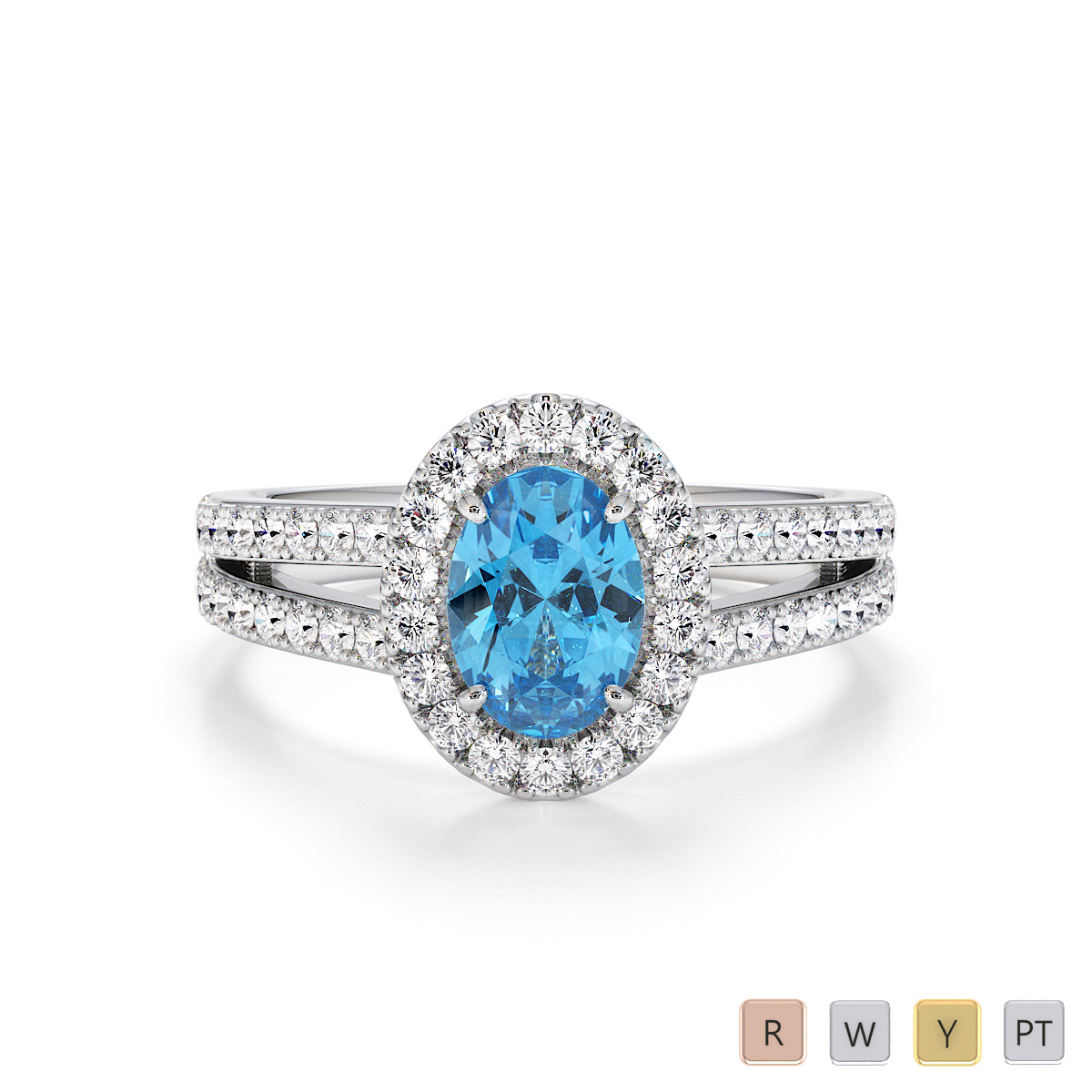 Blue Topaz and Diamond Engagement Ring 0791