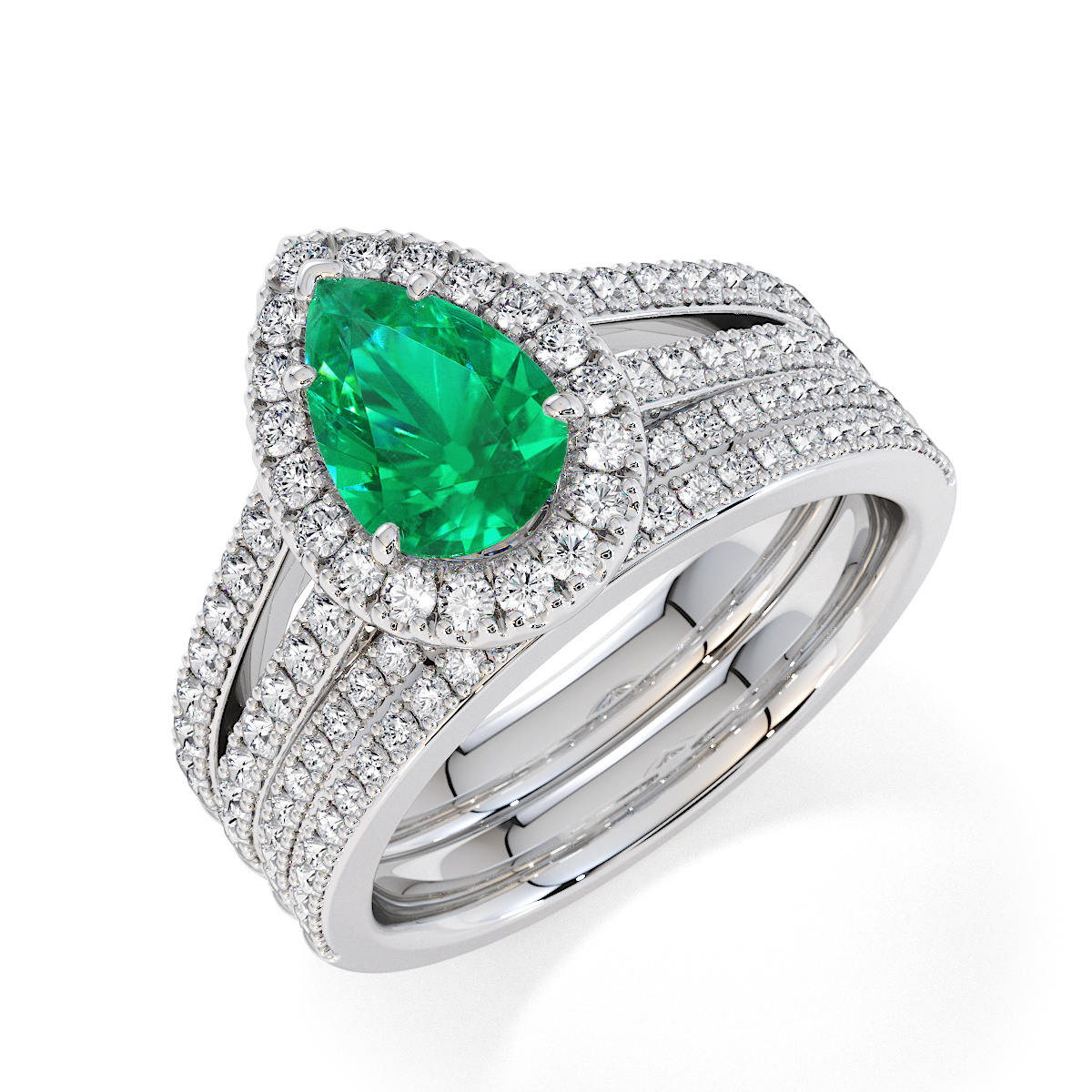 Emerald and Diamond Engagement Ring 0794