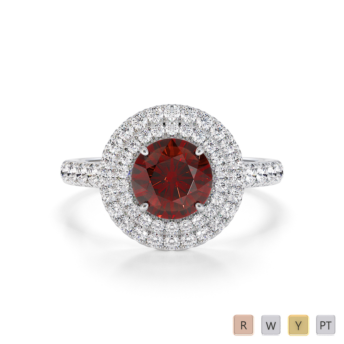 Garnet and Diamond Engagement Ring 0769