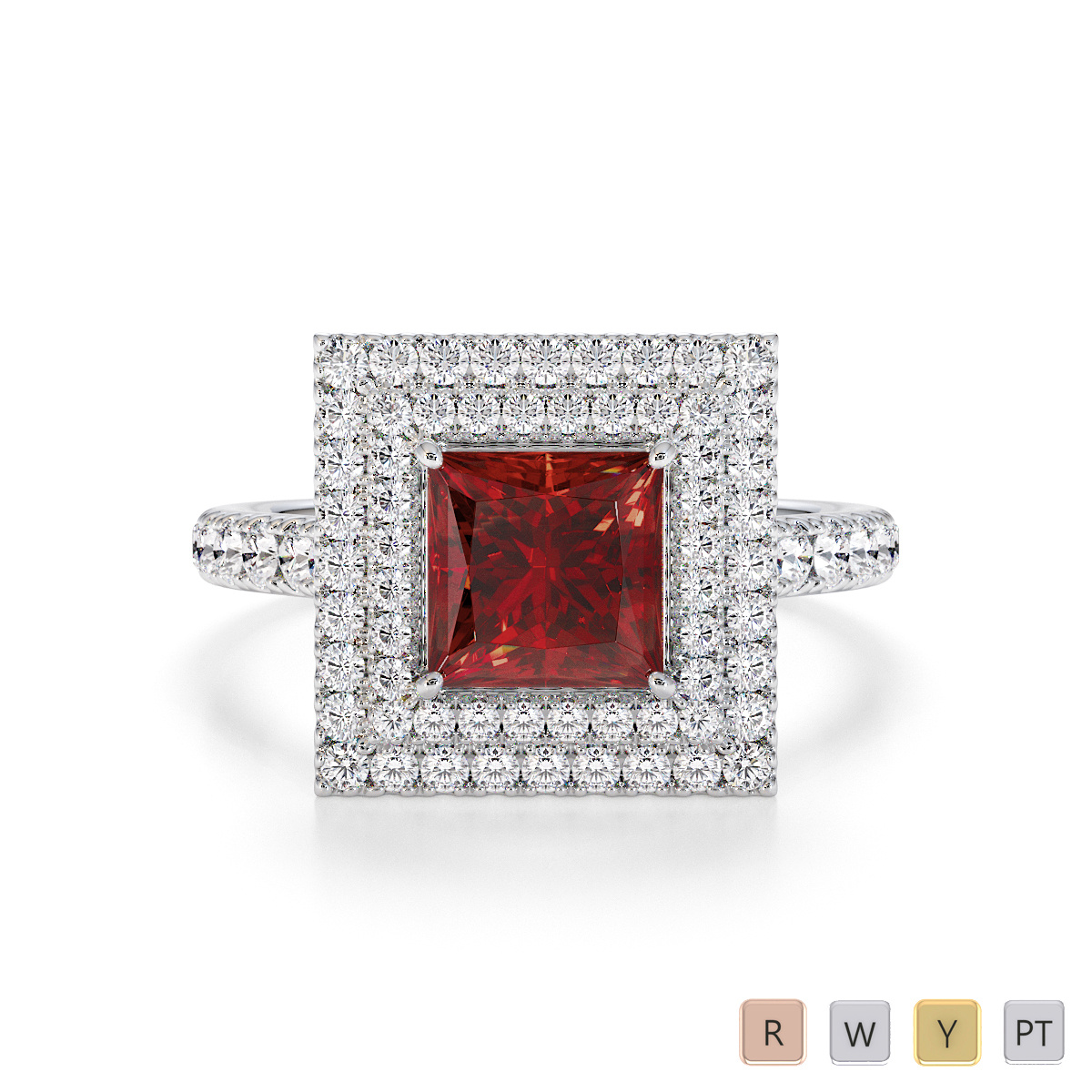 Garnet and Diamond Engagement Ring 0770