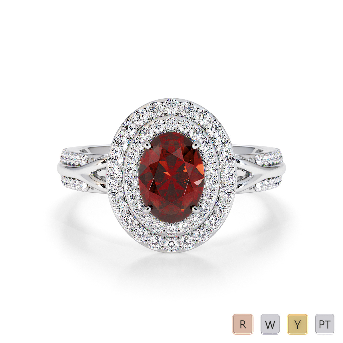 Garnet and Diamond Engagement Ring 0778