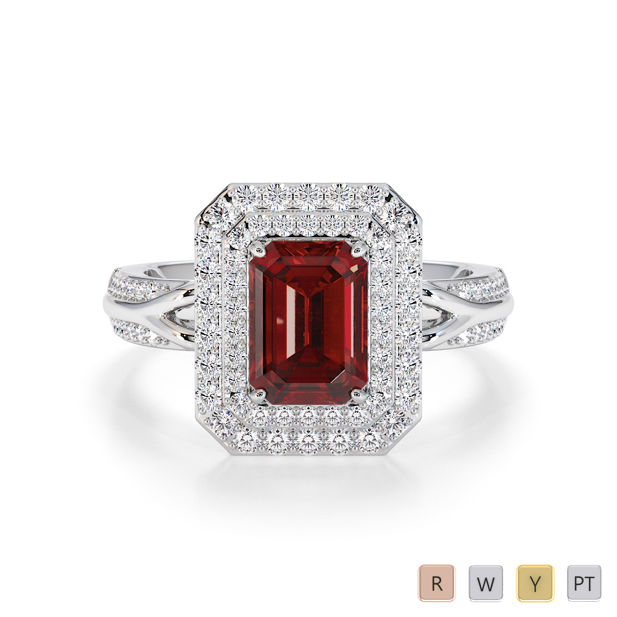 Garnet and Diamond Engagement Ring 0779