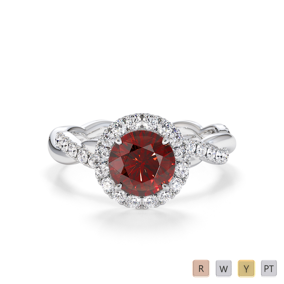 Garnet and Diamond Engagement Ring 0788