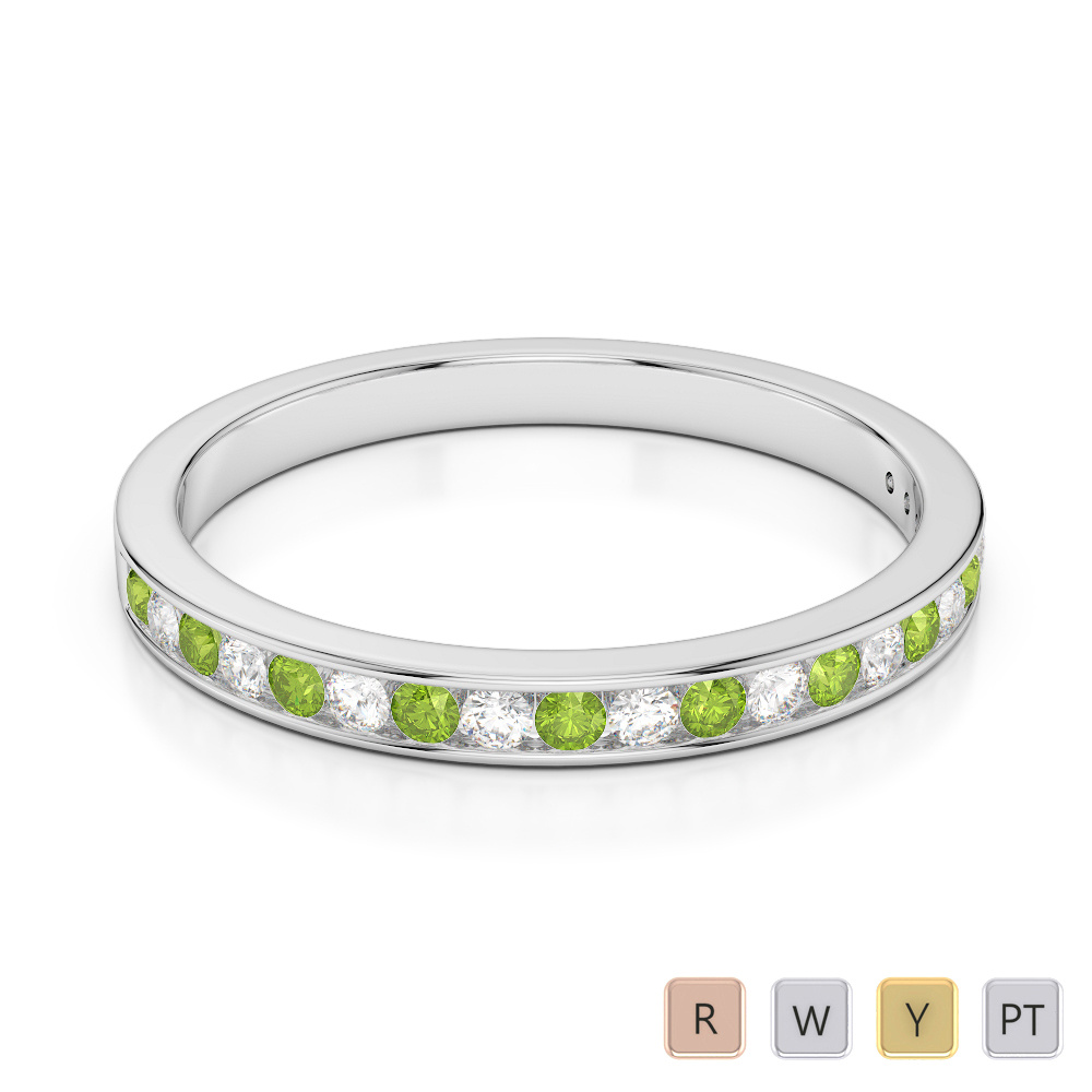 2.5MM Channel Set Diamond and Peridot Half Eternity Ring 0367