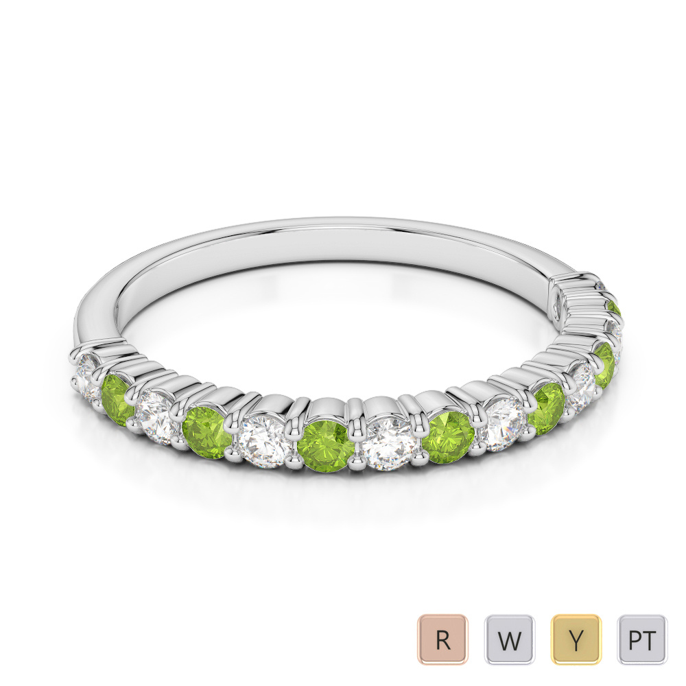 2 MM Prong Set Peridot & Diamond Half Eternity Ring 0391