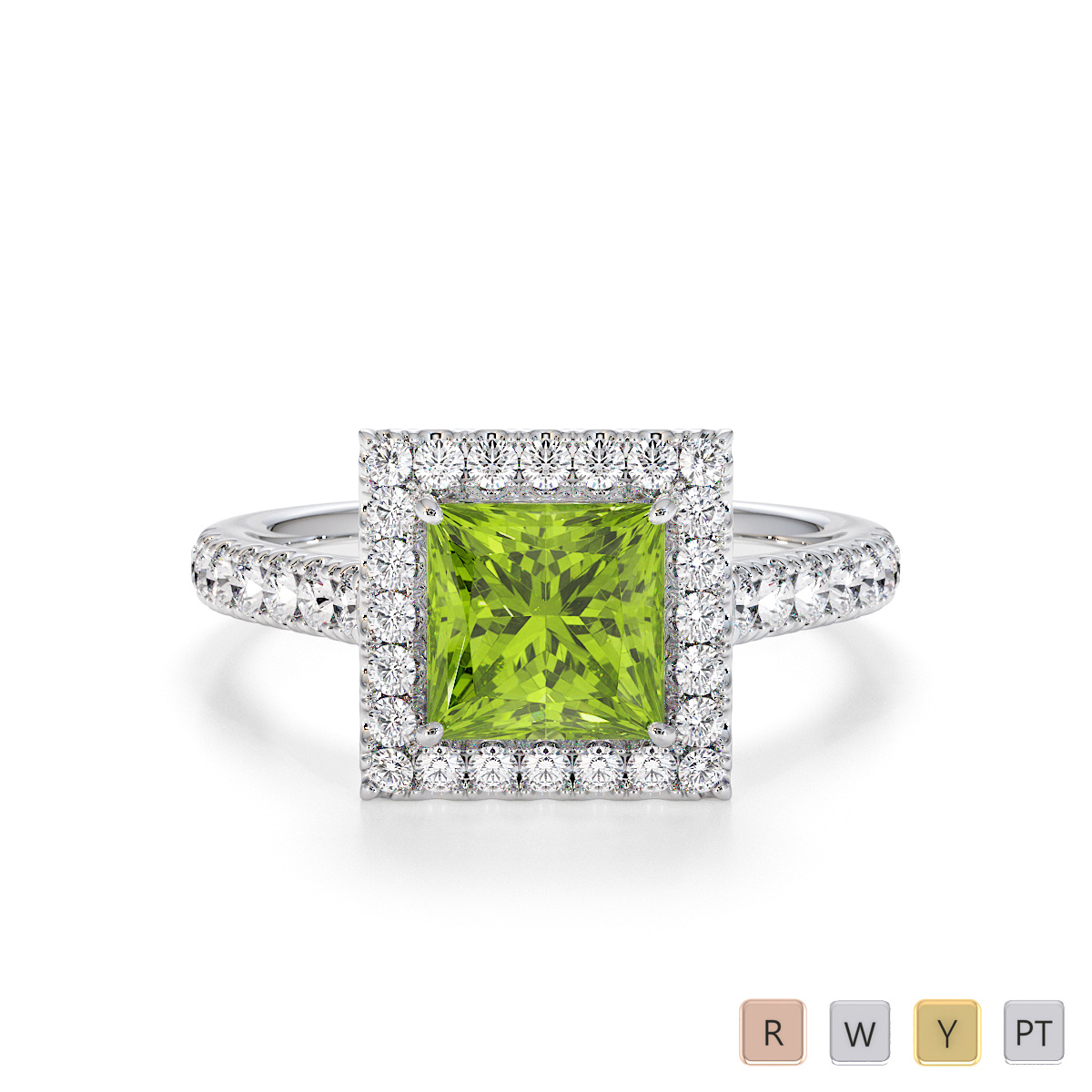 Peridot and Diamond Engagement Ring 0768