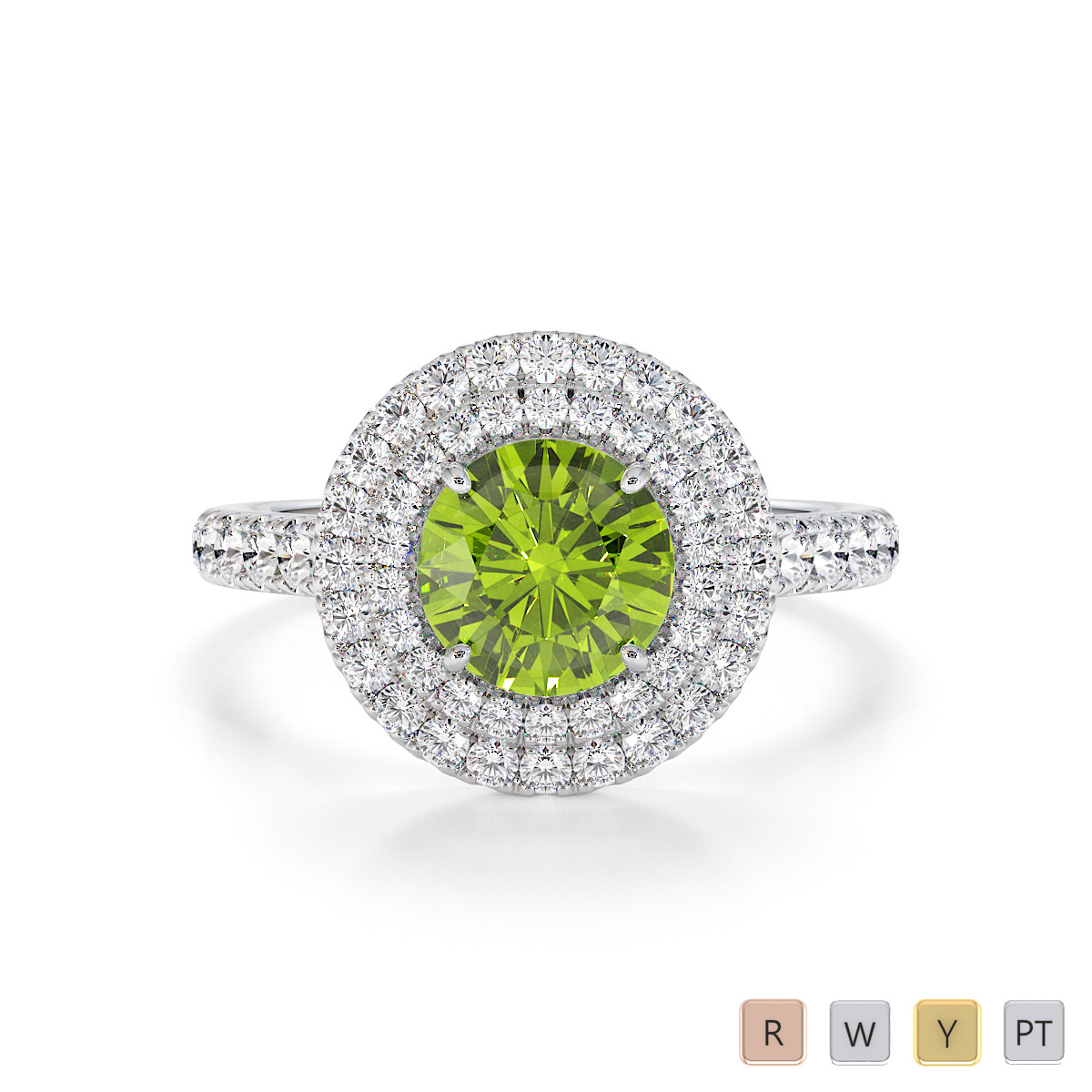 Peridot and Diamond Engagement Ring 0769