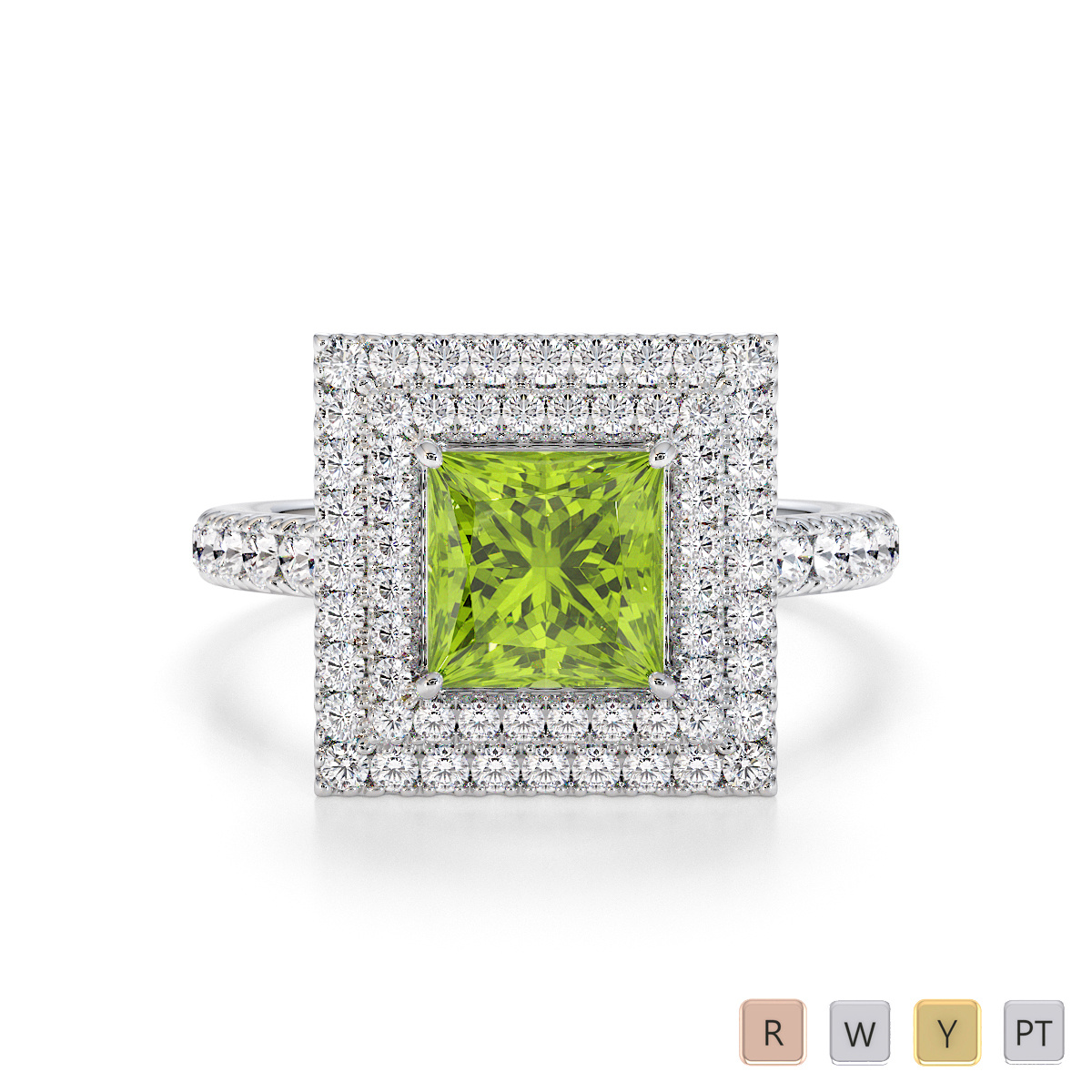 Peridot and Diamond Engagement Ring 0770