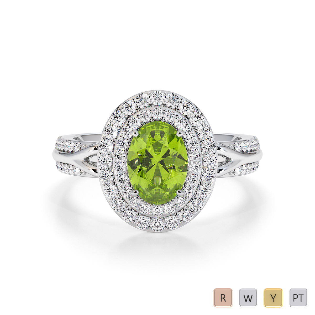 Peridot and Diamond Engagement Ring 0778