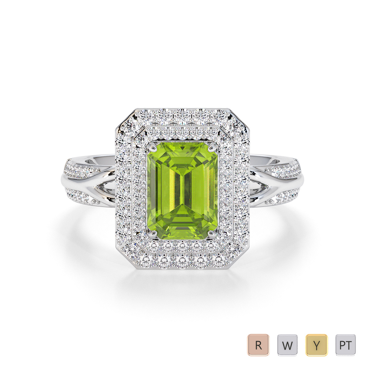 Peridot and Diamond Engagement Ring 0779