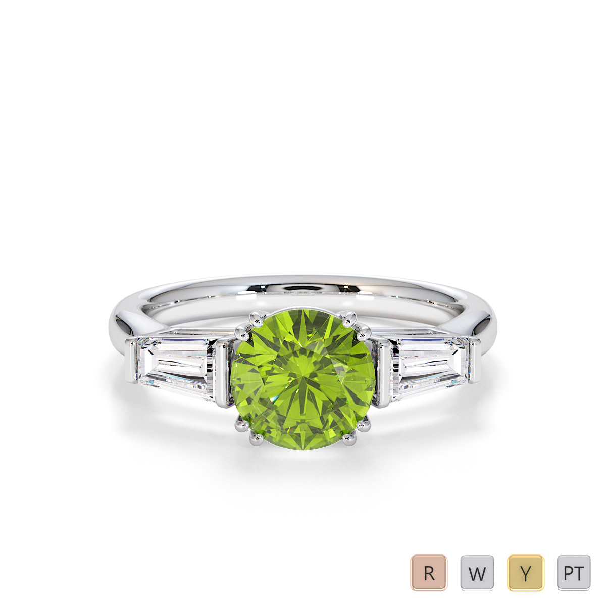 Peridot and Diamond Engagement Ring 0781