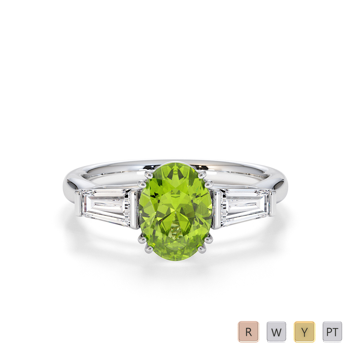 Peridot and Diamond Engagement Ring 0783