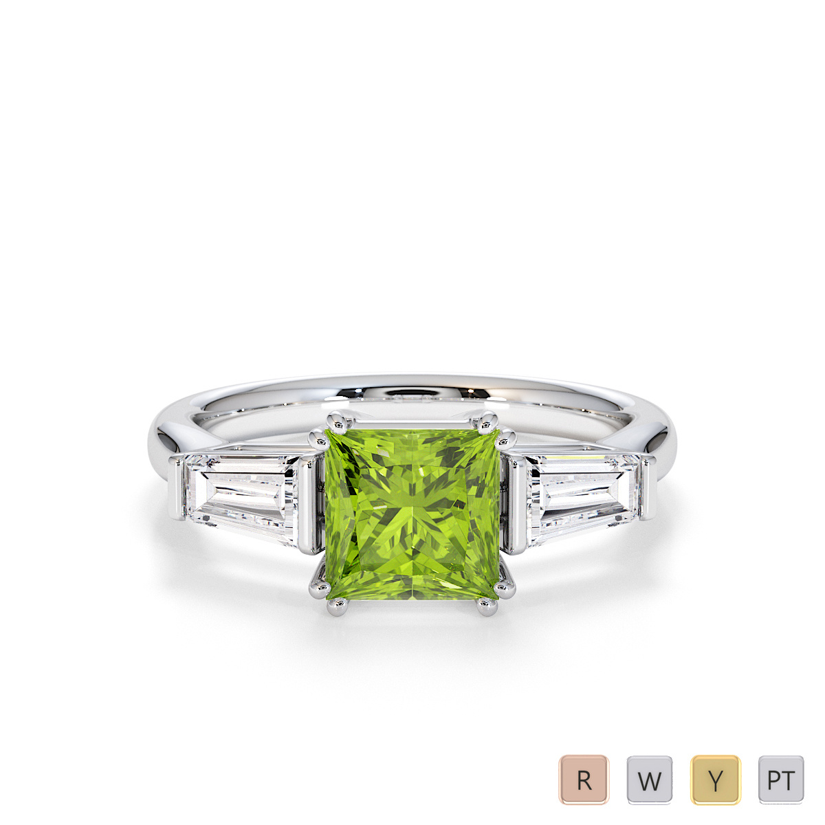 Peridot and Diamond Engagement Ring 0784