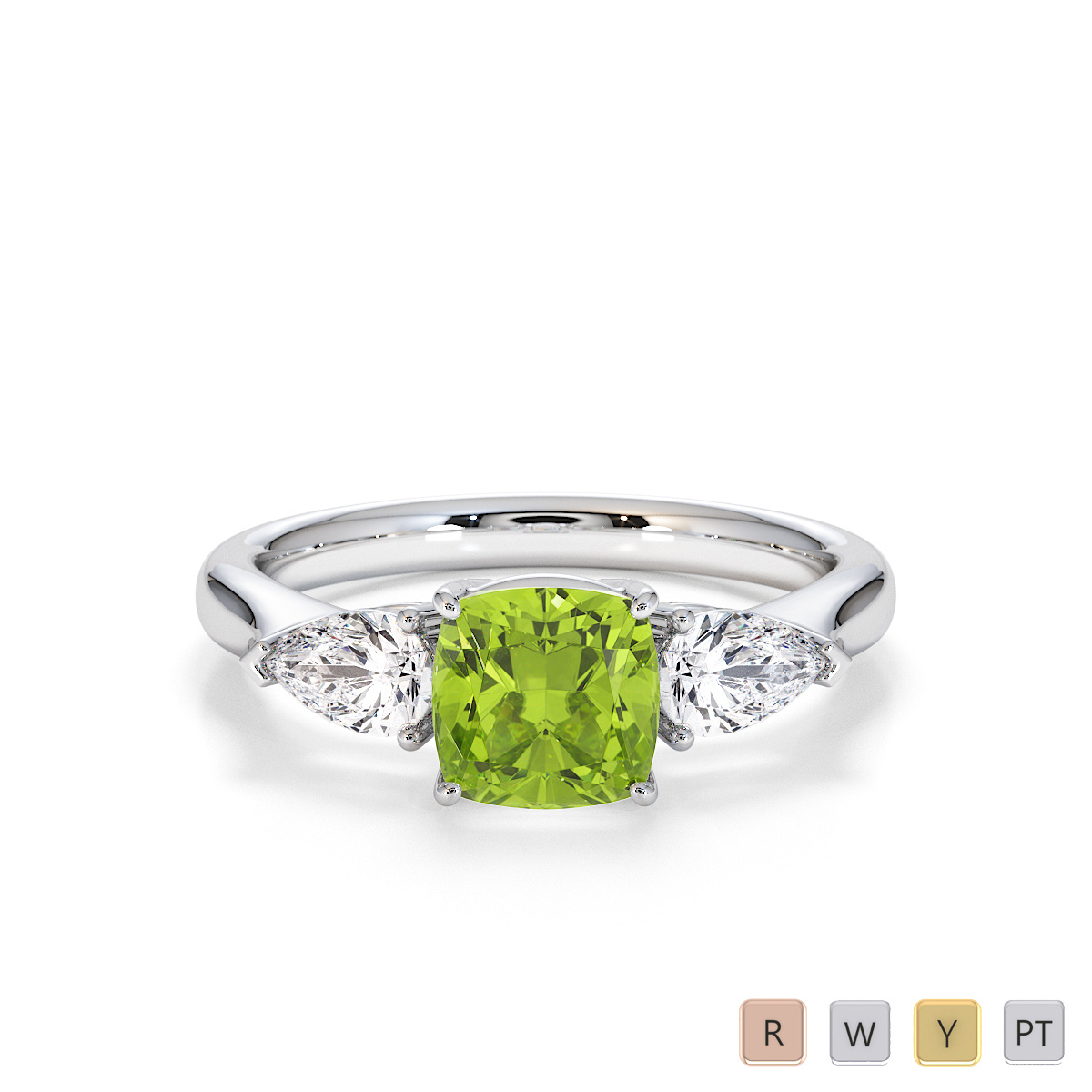 Peridot and Diamond Engagement Ring 0785