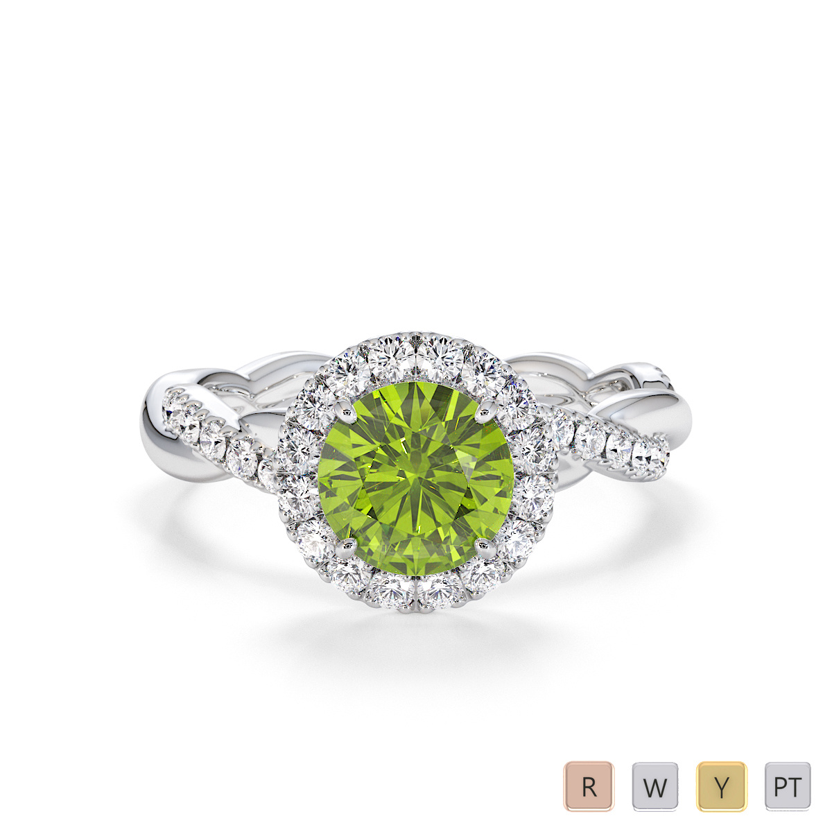 Peridot and Diamond Engagement Ring 0788