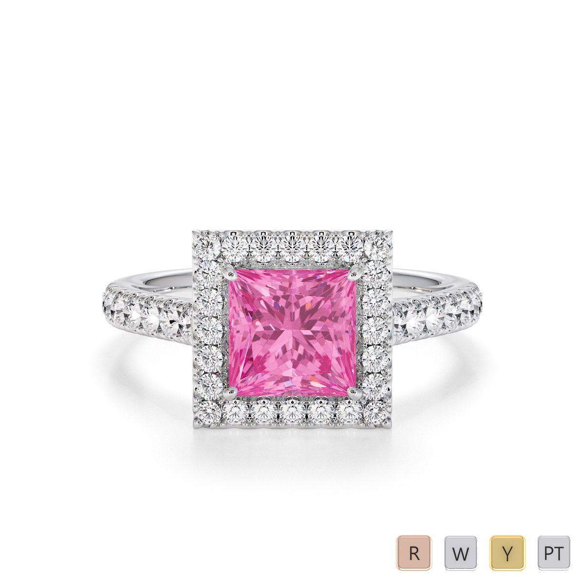 Pink Sapphire and Diamond Engagement Ring 0768