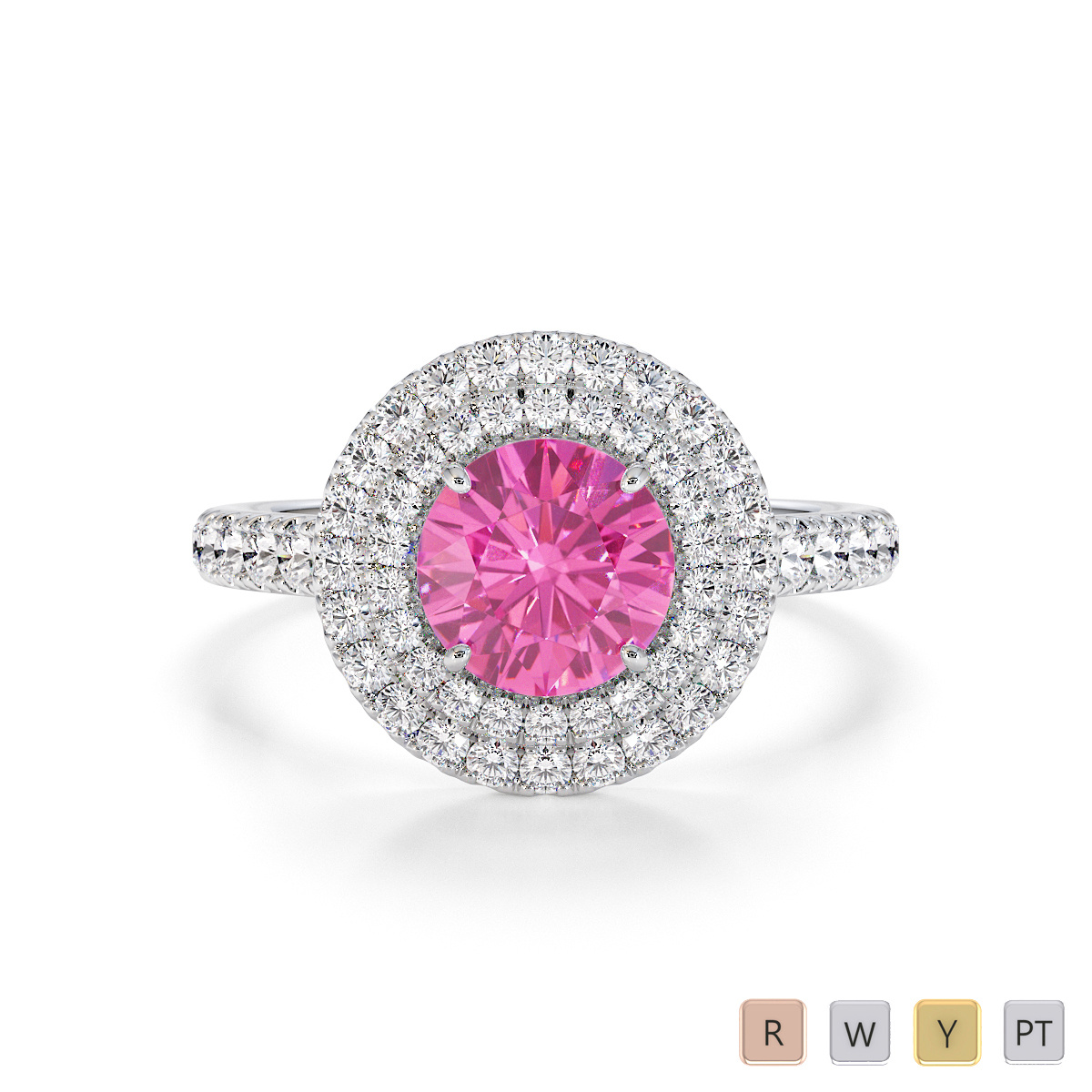 Pink Sapphire and Diamond Engagement Ring 0769