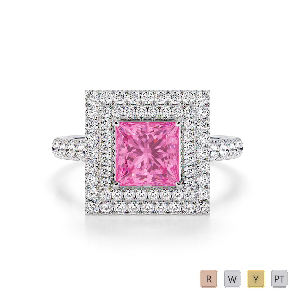 Pink Sapphire and Diamond Engagement Ring 0770