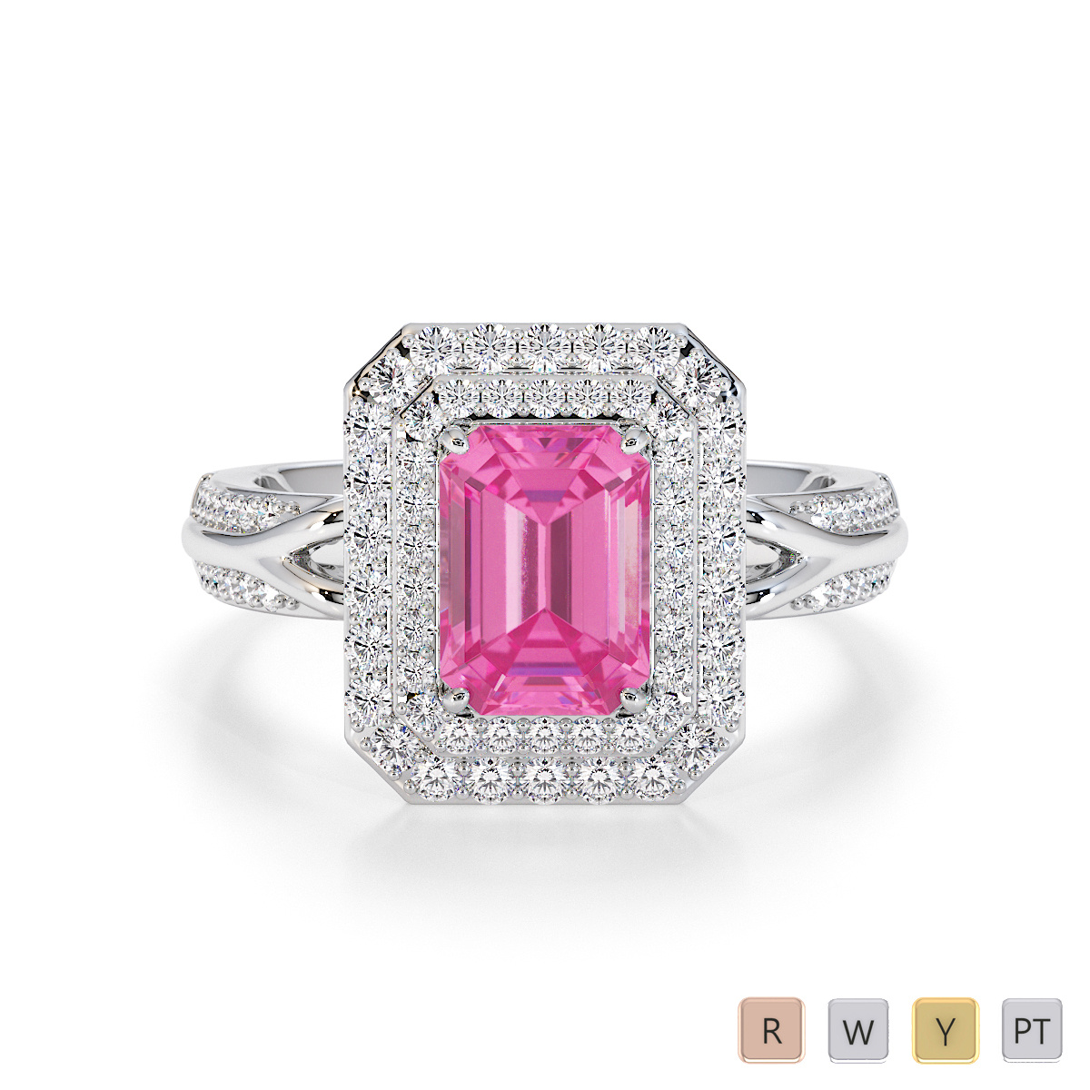 Pink Sapphire and Diamond Engagement Ring 0779