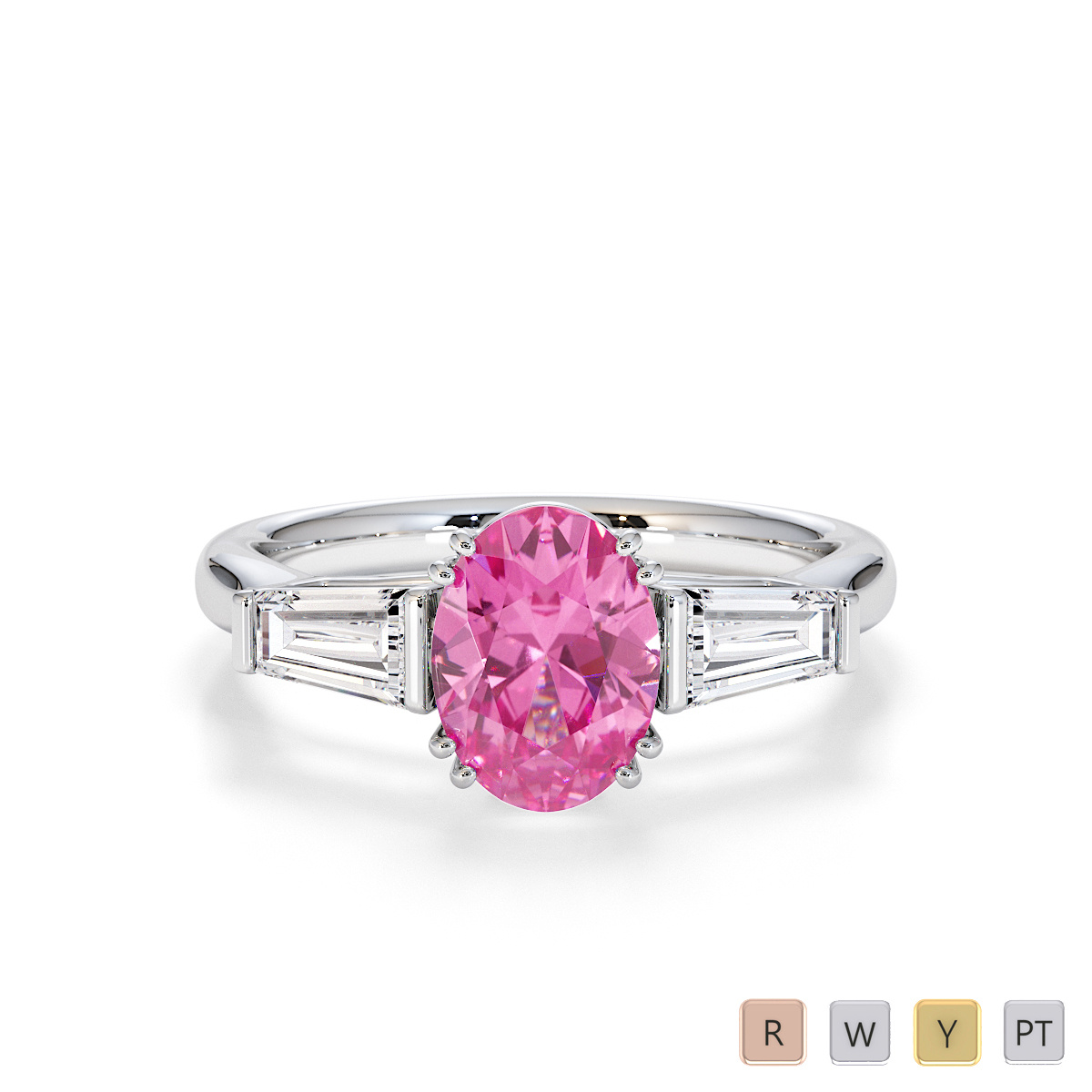 Pink Sapphire and Diamond Engagement Ring 0783