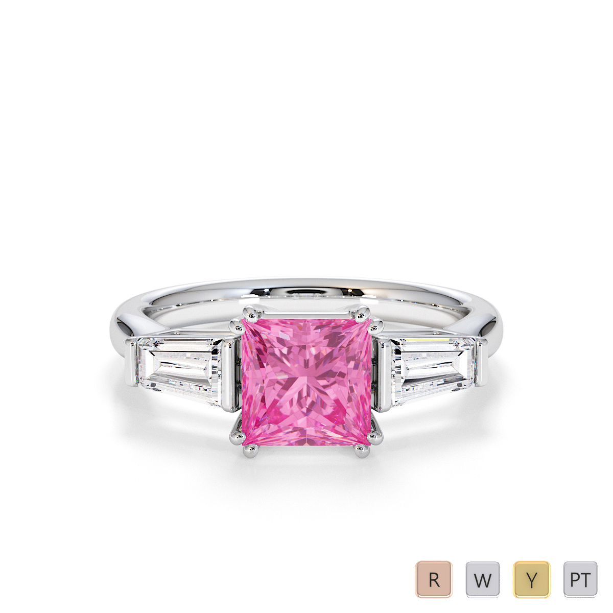 Pink Sapphire and Diamond Engagement Ring 0784