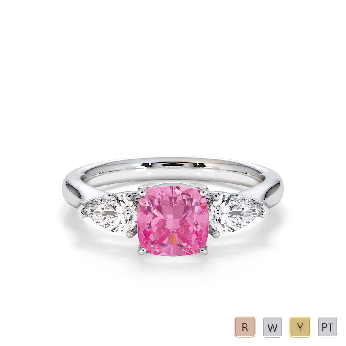 Pink Sapphire and Diamond Engagement Ring 0785