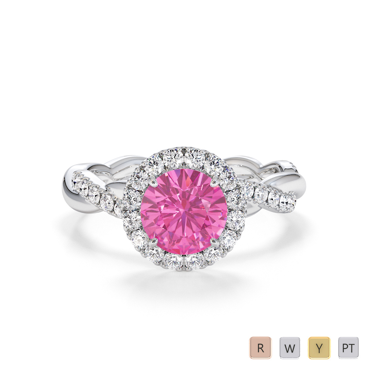 Pink Sapphire and Diamond Engagement Ring 0788