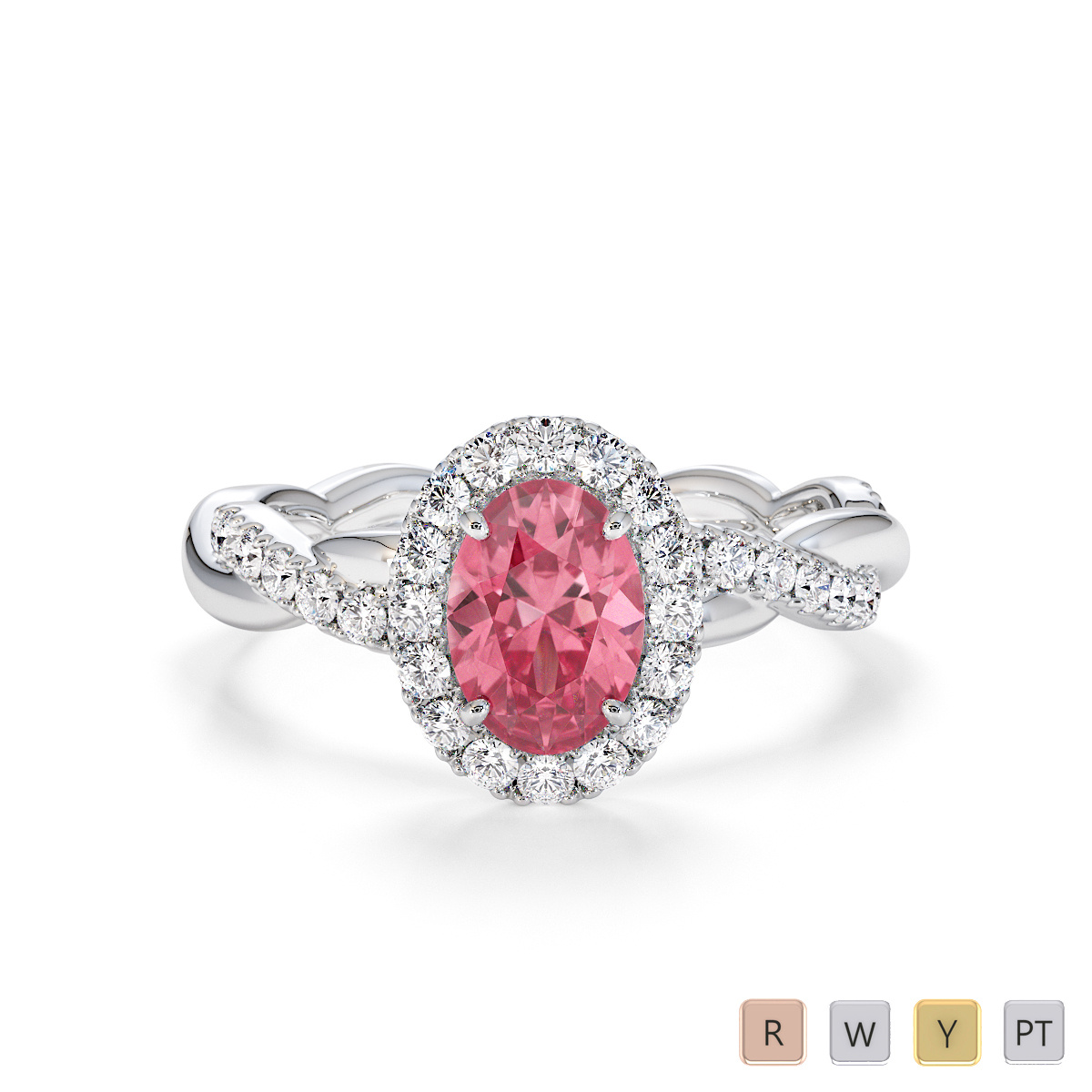 Pink Tourmaline and Diamond Engagement Ring 0789